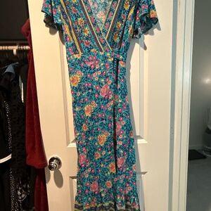 Multi Colored Maxi Wrap Dress